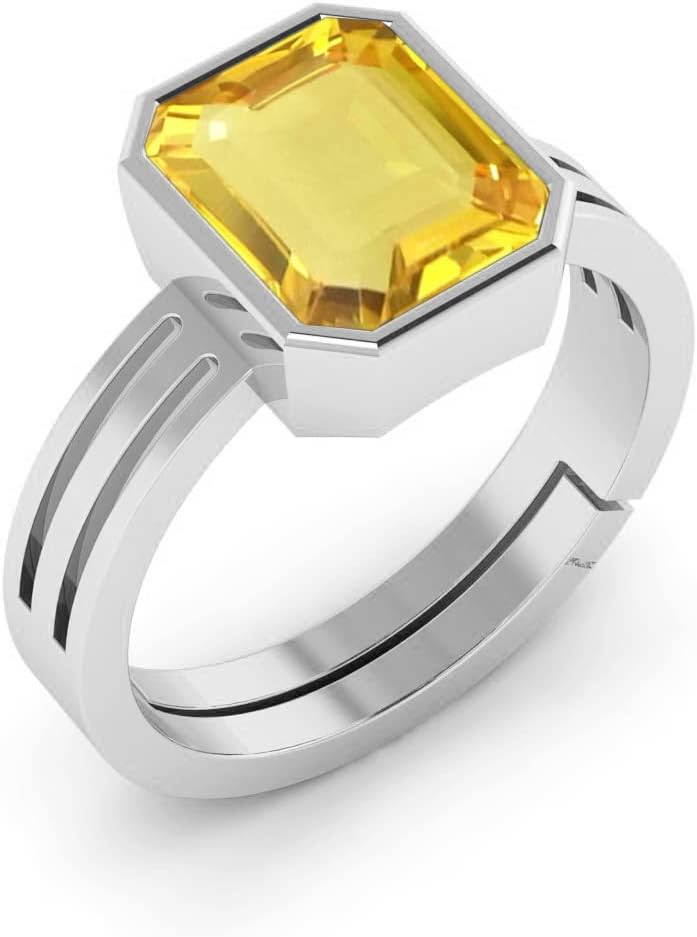 Yellow Sapphire Stone Ring 8.00 CARAT Beautifull Ring For Men And Women Fashionable Multioccassional Trendy Handcrafted Lightweight Collectible Item Comfortable Ideal For Gifting - Image 2