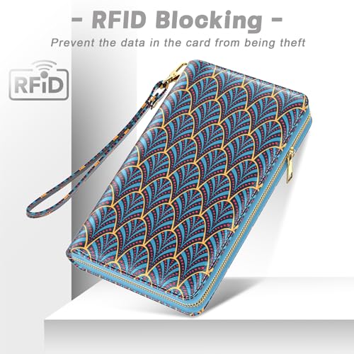 Image of Aiawoxc Womens Wallet, RFID Wristlet Wallets for Women, Ladies Clutch Purses, Large Travel Card Holder with Phone Holder | RFID