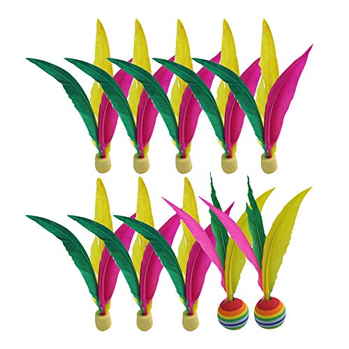 MinLia 10PCS Badminton,Paddle Ball Game,Outdoor Badminton Ball Set Children Rubber Shuttlecock Feather Shuttlecock for Beach Kids Children Game