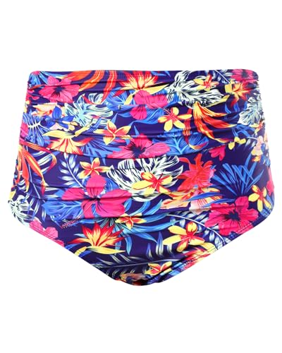 Image of Tempt Me Women High Waisted Bikini Bottom Retro Ruched Swim Bottom Shirred Tankinis Brief