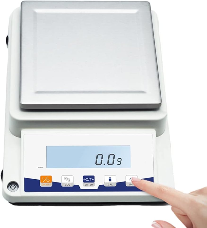Bilancia analitica di precisione con contapezzi, Portata 0,1 Grammi, Elettronica, per Gioielli, Cucina, con Adattatore AC/DC (5100 g/0,1 g) ()