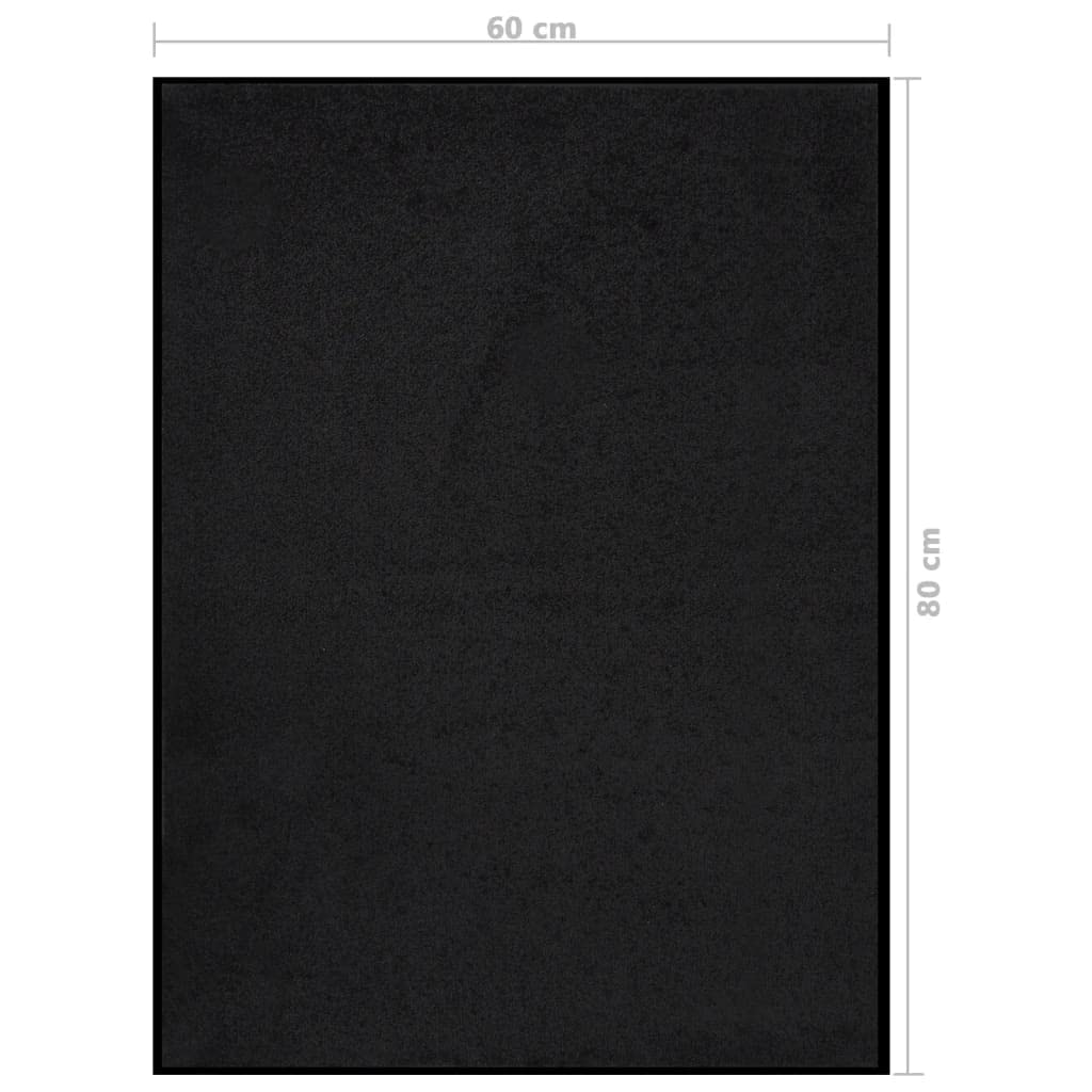 Felpudo 60 x 80 cm terciopelo negro con parte trasera de vinilo antideslizante, felpudo para entrada, pasillo, pasillo, interior y exterior cubierto, fácil de limpiar, resistente, no daña el