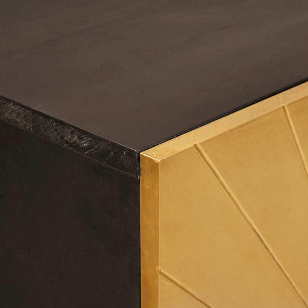vidaXL Armario Auxiliar con cajón Negro y Dorado 60 x 33,5 x 100 cm, Elegante gabinete de Madera de Mango, solución Moderna Rectangular, Unidad compacta para Decorar y organizar en tu hogar