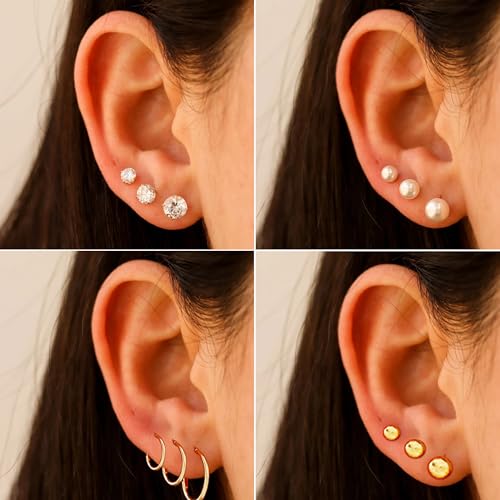 FAXHION 68 Pcs Gold Jewelry Set for Women With 7 Necklace,17 Bracelet, 5 Hoop Earrings,15 Stud Earrings,24 Knuckle Rings for Women Jewelry Set for Women4