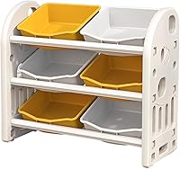 Vista 8 de Wohh - Organizador de almacenamiento de juguetes para niños, organizador de almacenamiento para libros y juguetes con 6 contenedores multiusos