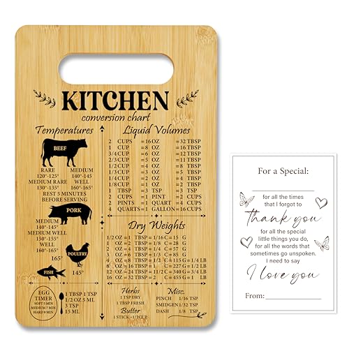 Unique Gifts for Women Mom, Kitchen Conversion Chart Bamboo Cutting Board, Charcuterie Board for Kitchen Decor, Cooking Gifts for Couple Neighbor Family Friends -16 by AWDSTN - Used condition - US$12.81