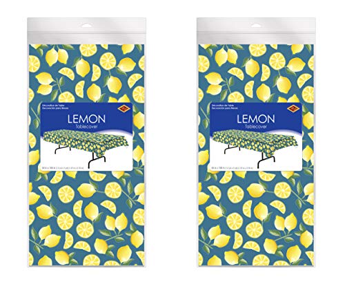 Image of Lemon Tablecover, 54 inchx108 inch, 2 Pieces, Spring Summer Picnic Tea Party Table Decorations
