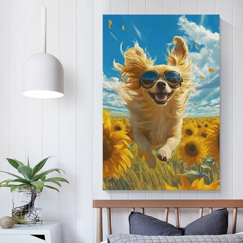 Cuadros modernos de perro Papillon en lienzo para decoracion de interiores 5