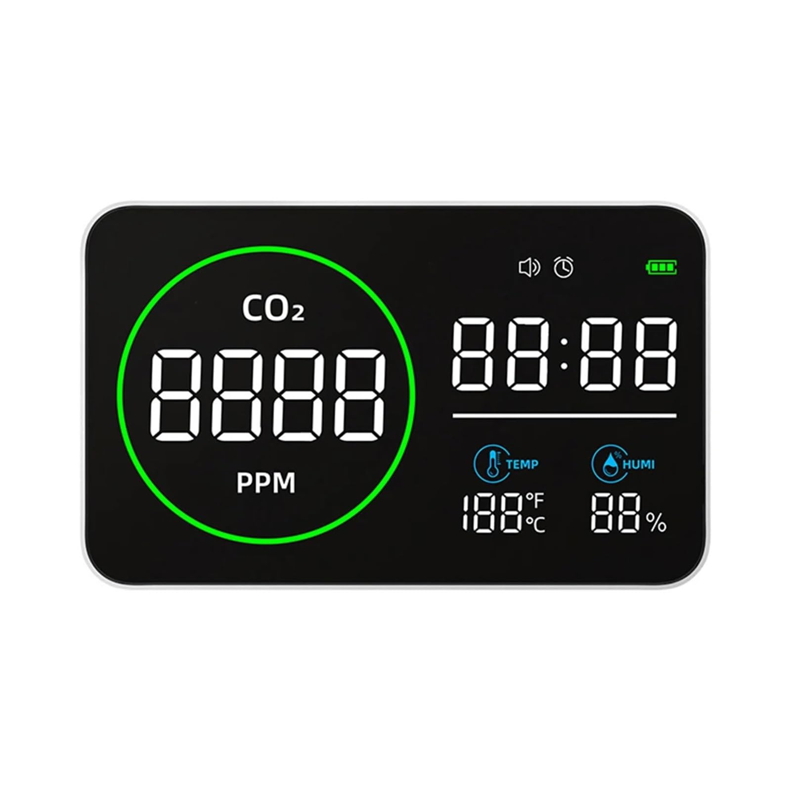 Misuratore Di Qualità Del'aria WiFi 4 In 1, Rilevatore Anidride Carbonica, Produzione Agricola, CO2, Tester Temperatura E Umidità, Orologio Con Sveglia Rilevamento Rapido Preciso(CO2 WiFi)
