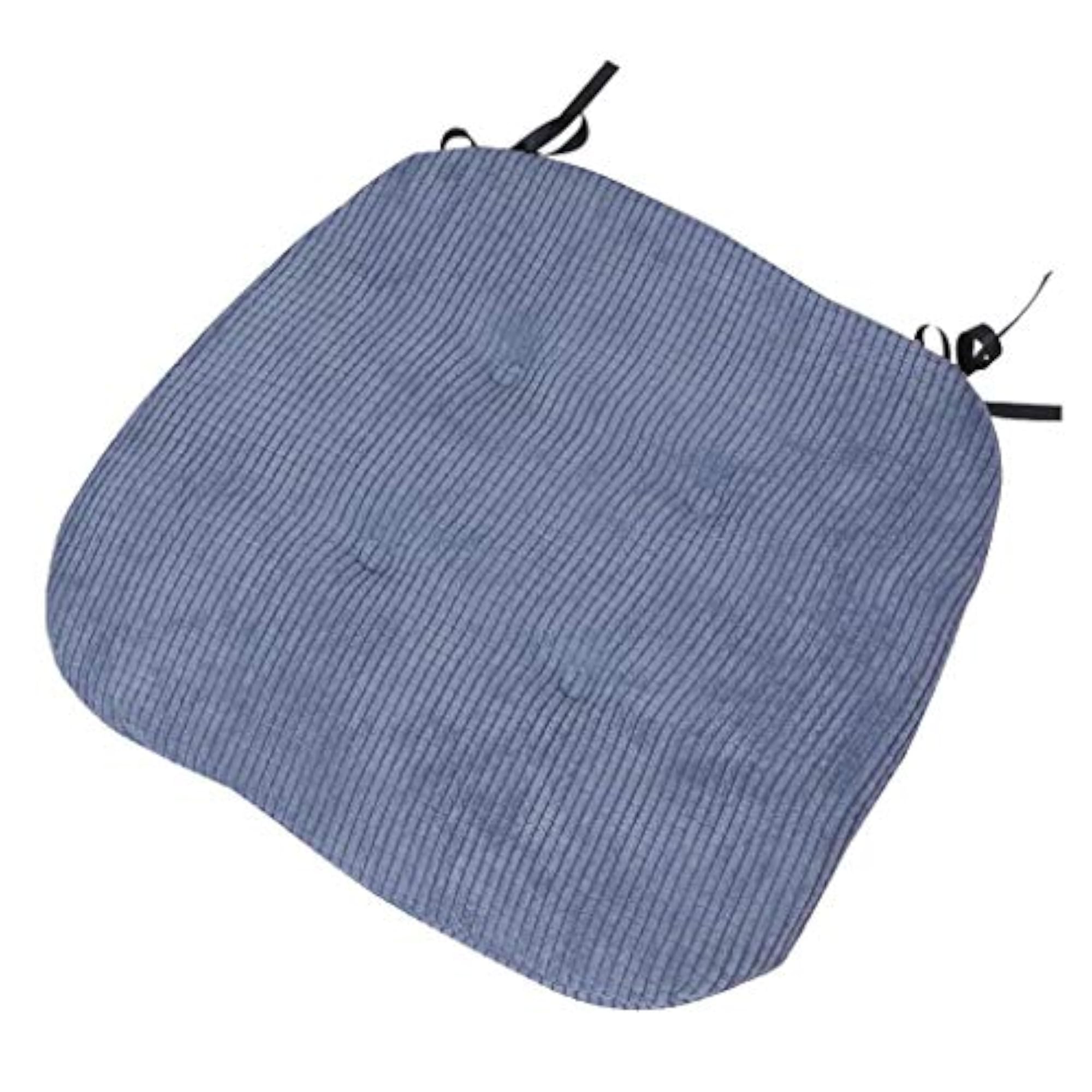 Square Cotton Chair Cushion with Ties, Dark Blue