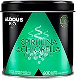 600 Comprimidos Chlorella y Espirulina Ecológica para 200 días | 1500mg por dosis diaria | Vegano - Saciante - DETOX - Proteína Vegana - Sin Aditivos | Certificación Ecológica Oficial