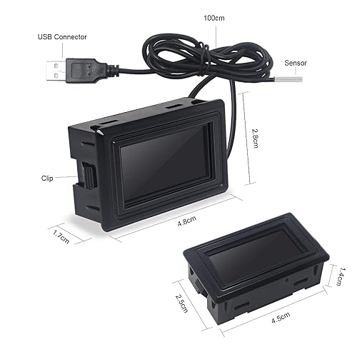 Miniatura 7 de KETOTEK Termómetro digital medidor de temperatura Fuente de alimentación USB con sonda de sensor para acuario, vehículo, carcasa de PC, incubadoras,