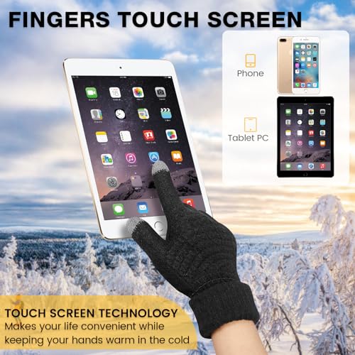 SATINIOR 8 Pairs Kids Winter Gloves, Fleece Lined Touchscreen Gloves Knit Elastic Texting Warm Gloves for Boys4