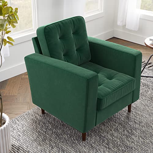 Edenbrook Lynnwood Upholstered Accent Chair - Living Room Chair – Green Velvet Chair - Living Room Furniture - Mid-Century Modern Chair - Small Chair #TOP19