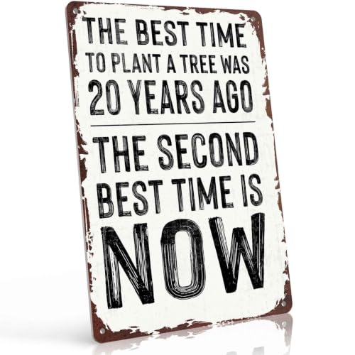 The Best Time To Plant A Tree Was 20 Years Ago Motivational Quote Metal Sign 8x12 Inch, Funny...