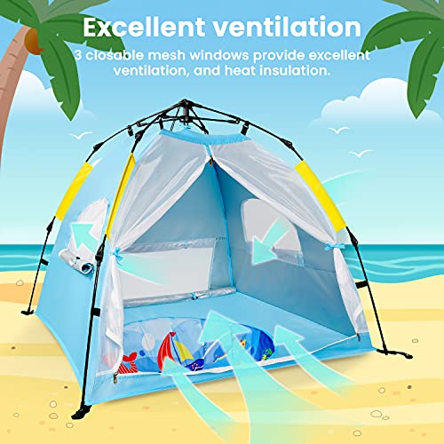 Kidoodler Baby Beach Tent With Pool, Upf50+ Uv Protection Sun Shelter Canopy With Mosquito Net/Travel Bag, Portable Automatic Instant Set Up Beach Shade Tent For Infant/Kids Outdoor Travel/Camping #TOP2
