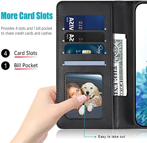 Kuafcase for Samsung S20 FE Case with 1 Screen Protector, Wallet Leather Flip Case with Card Holder Magnetic Closure Kickstand Shockproof Phone Case for Samsung Galaxy S20 FE - Black