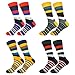 4 Pack Colorful Stripe Cotton Ankle CasualCrew Socks Vintage Style Sport Sock, Large