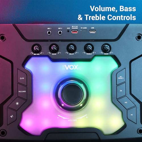Image of ZEBRONICS VOX PRO 2.0 DJ Party Bluetooth Speaker, 420W, Karaoke & Record, BT v5.3 | Optical | Coaxial | USB | 2X Mic Input | Aux | SD | FM, Multicolor LED, 4 x 12 Full Range Drivers, 2X Wireless Mic