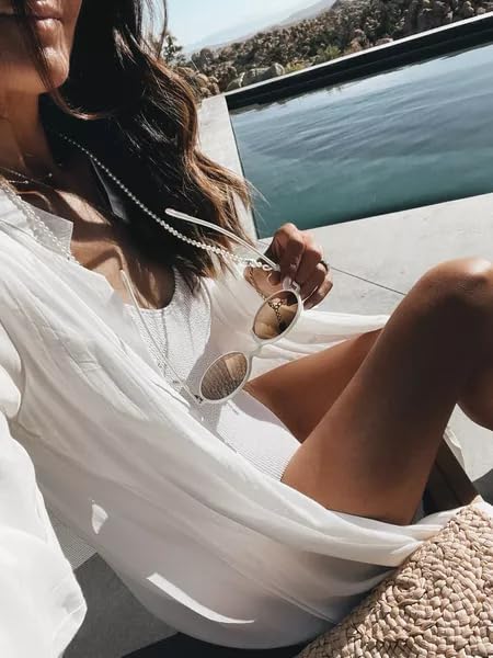 Bsubseach Women’s Swimsuit Cover Up Long Sleeve Bikini Kimono Cardigan Lightweight Beach Coverup Shirt Dress 2025 Summer Vacation Blouse Casual Solid Side Slit Swimwear White