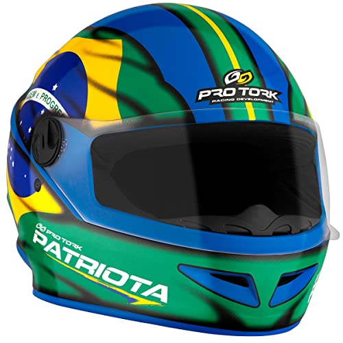 Capacete R8 Pro Tork Patriota Brasil Azul/Verde 58