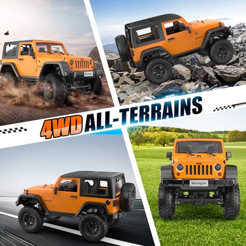 DOUBLE E Jeep Wrangler Remote Control Car for Boys, RC Cars, 1:14 Monster RC Truck Off-Road RC Crawler with Led Headlight and Rechargeable Battery Gifts for Adults Boys 8-12 - Thumbnail 5