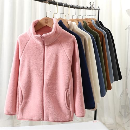 Fleece Zip Up Warm Coat for Youth Boys Long Sleeve Standing Collar Solid Color Jacket Kids Girls Trendy Relaxed Outwear4