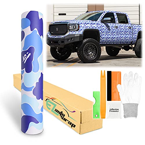 48"X60" (4Ftx5Ft) Camouflage Ape Blue Vinyl Wrap Sticker Sheet Film Diy Decal Car Auto Motorcycle Vehicle Air Release Bubble Free Self Adhesive Peel And Stick Free Tool Kit #TOP19