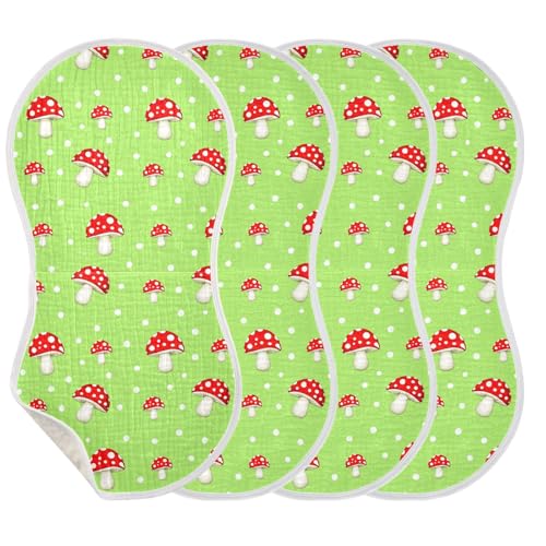 Polka Dot Mushrooms Baby Burp Cloths for Boys and Girls, Soft Muslin Spit Up Towels, 22"x11" Newborn Essentials for Feeding and Drooling, 1 Pack3