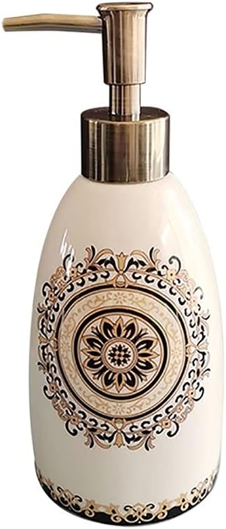 Retro Ceramic Soap Dispenser Large Capacity Pump Bottle Lotion Dispenser Suitable for Hotel Family Bathroom (B)