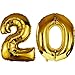 Produktbild DekoRex Folienballon Gold 80cm Geburtstag Jubiläum Hochzeit Deko (Zahl 20)