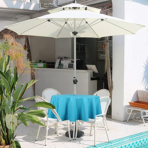 Youngseahome Outdoor Tablecloth Wrinkle-Free Stain Resistant Waterproof Polyester Fabric Table Cover With Zipper Umbrella Hole For Picnic/Party/Dinner/Patio Garden(70Inch Round,Zippered,Aqua) #TOP4