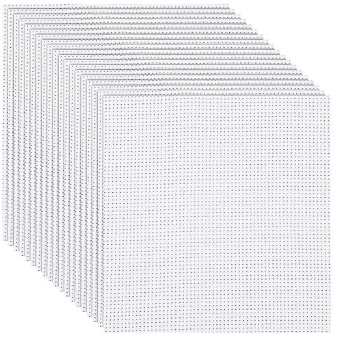 20 Stück Kreuzstich Stoff Zum Sticken Kreuzstich Sticken Aida Leinen Stoff Weiße Stickquadrate Stickerei Tuch Kreuzstichtuch Cross Stitch Fabric Für Heimstickerei Nähen Diy (15 X 15 Cm)