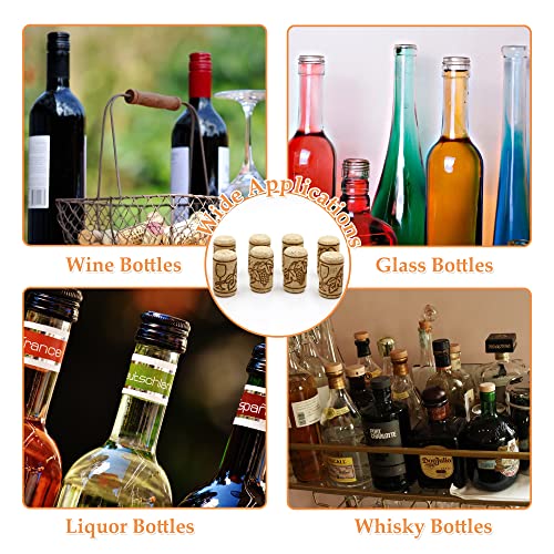 6 Stück Bastelkorken Weinkorken, Korken zum Basteln, Flaschenkorken mit Muster, Korkstopfen für Weinbierflasche Glasflaschen Dekorieren DIY (21 x 39mm)