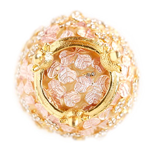 Apropos Hand-Painted Vintage Style Golden Leaves Faberge Egg With Rich Enamel And Sparkling Rhinestones Jewelry Trinket Box (Golden Pink Leaves) (Pink) #TOP5