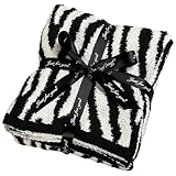 Super Soft Plush Zebra Pattern Throw Blanket 50x60 Inch Warm Decorative Knitted Blanket for Bed Sofa