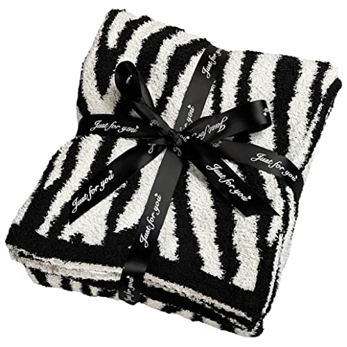 Super Soft Plush Zebra Pattern Throw Blanket 50X60 Inch Warm Decorative Knitted Blanket For Bed Sofa Couch Travel, Black And White #TOP7