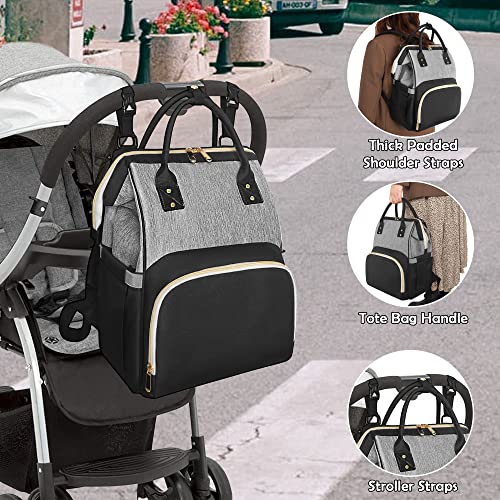 Femuar Diaper Bag Backpack Multifunction Maternity Nappy Baby Bag For Girls & Boys Large Capacity Travel Diaper Bags Black Gray #TOP5