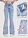 oyyniis Jeans for Tween Girls with Bow Decor Cute Flare Leg High Waist Denim Pants Y2K Fashion Preppy Clothes Blue