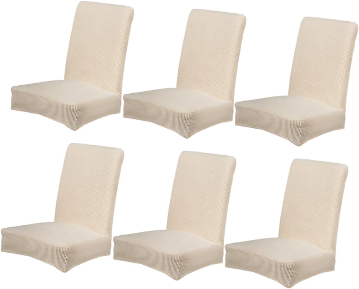 6pcs Polyester Dining Chair Covers Elastic Seat Covers Full Protection Case for Home Office Banquet Chairs