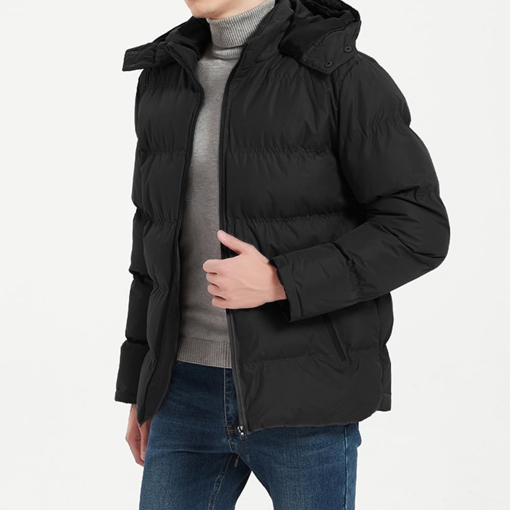 BININBOX Piumino da uomo leggero con cappuccio con colletto alla coreana lucido piumino spesso invernale parka