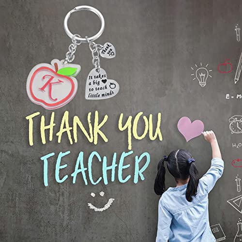 Mic Tai Apple Keychains Appreciation Gift For Teacher: Initial Apple Heart Keychain Women School Teacher Week Thank You Gift (M) #TOP5