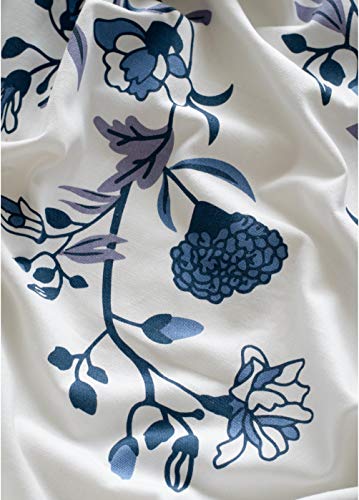 Image of Tranquebar Curtain Co. Cotton Curtains 9 Feet Long Set of 2, 60-65% Room Darkening, Blue Floral Print, 9 Feet Curtains Set of 2, 9 Feet Curtains Set of 2, BackTab Loops, Eden (274 cm) - Set of 2