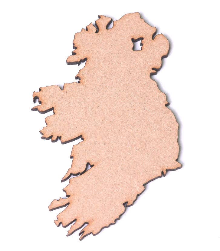 Pack of 5 Wooden Ireland Map Flat Shapes - Size 100mm x 70mm - Wood Shapes for DIY Arts and Crafts Scrapbooking Supplies Laser Cut to Shape 100% Recyclable