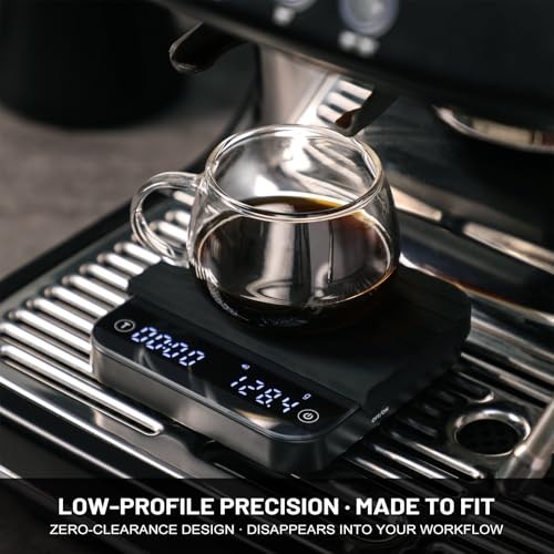Image of KitchenTour CafeMetric Coffee Scale with Timer 0.1g /2000g - Precision Small Scale for Espresso & Pour Over - Mini Scale with LED Display Recharge Black