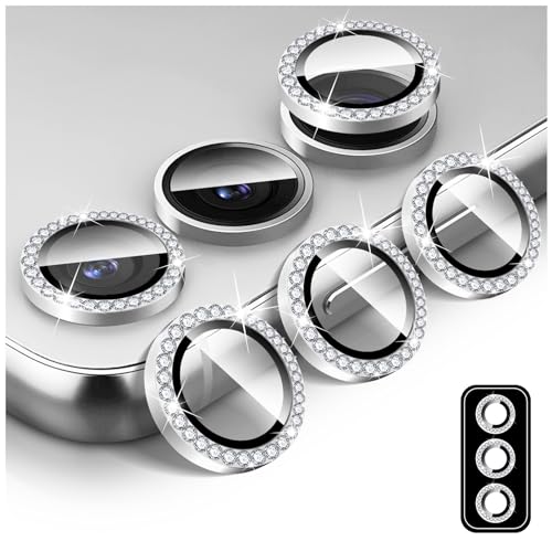 Samsung Galaxy Z Fold 7用ダイヤモンドカメラレンズプロテクター、LucBuy 9H強化ガラスバックカメラカバースクリーンプロテクター、キラキラ輝く傷防止自動調整個別アルミニウム金属保護リング電話アクセサリー