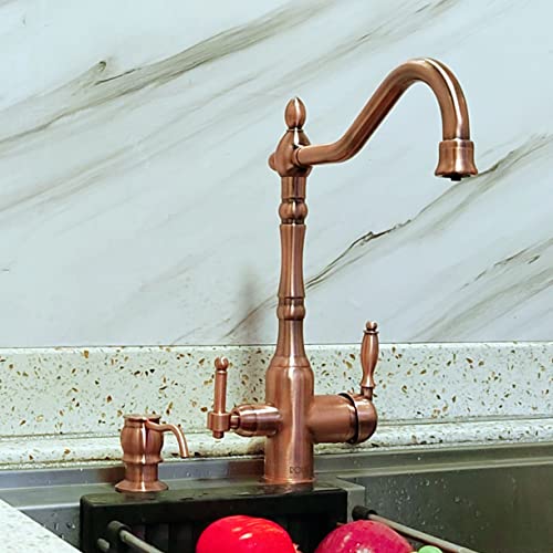 Rolya Purified Reverse Osmosis 3 Way Filtered Water Dispense Kitchen Faucet Tri Flow Sink Mixer Tap Antique Copper #TOP2