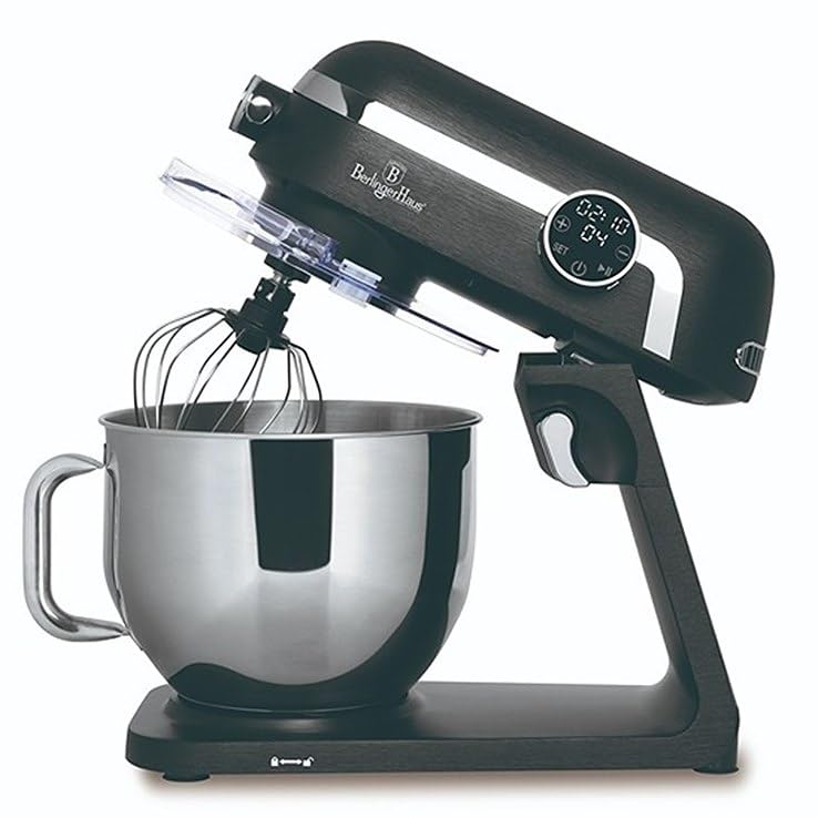 Berlinger Haus Robot kuchenny, 1800 W, Matte Black Collection z miską ze stali nierdzewnej 7 l, obsługa dotykowa i funkcja rotacji planetarnej