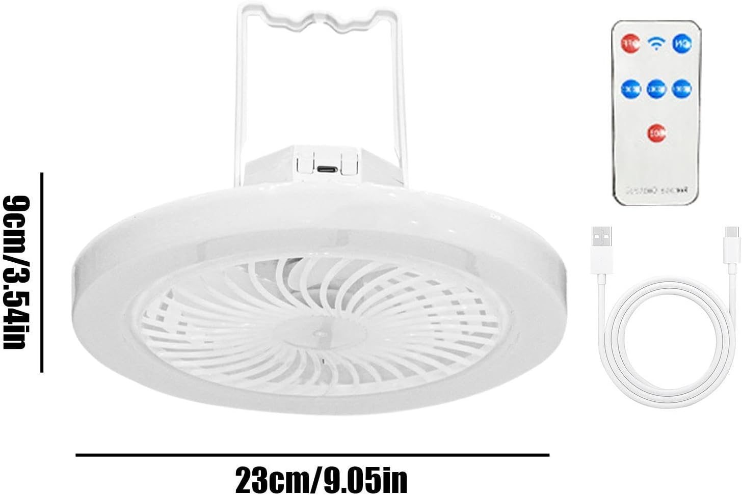 Camping Fan Solar Powered - Remote Control 3 Wind Speeds with LED Lantern - Solar Panel Camping Fan - for Office Night Fishing Picnic Barbecue Travel