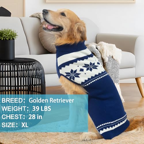 Image of Mihachi Dog Sweater - Winter Coat Apparel Clothes with Colorful Stripes for Cold Weather, Navy Blue SM